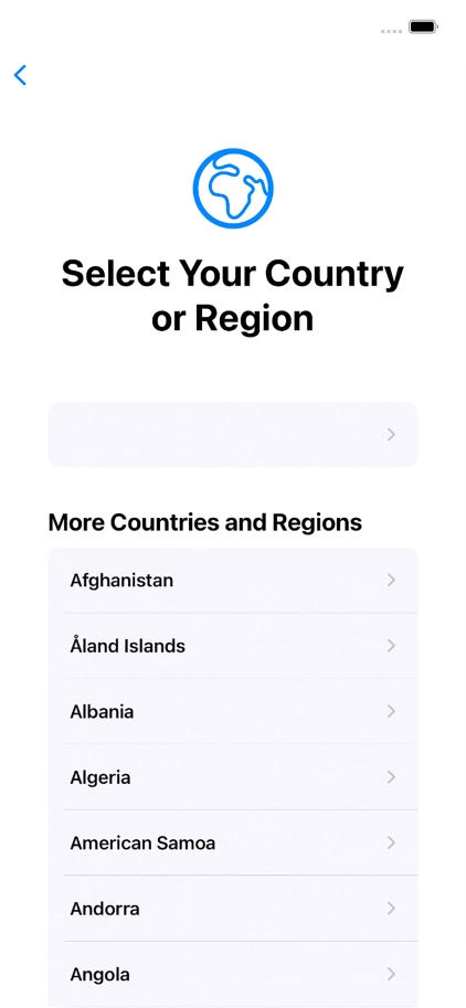 Press the required country or area.