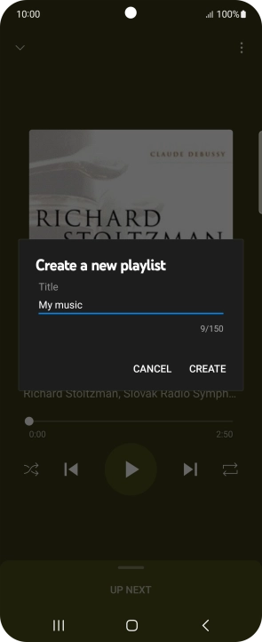 Key in a name for the playlist and press CREATE.
