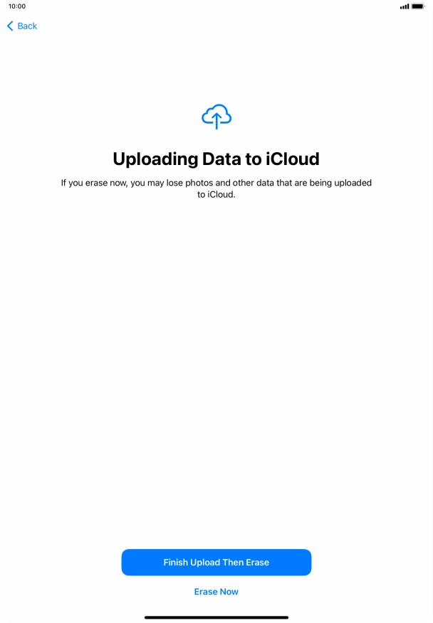 Press the required setting.