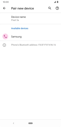 Press the required Bluetooth device and follow the instructions on the screen to pair the device with your phone.