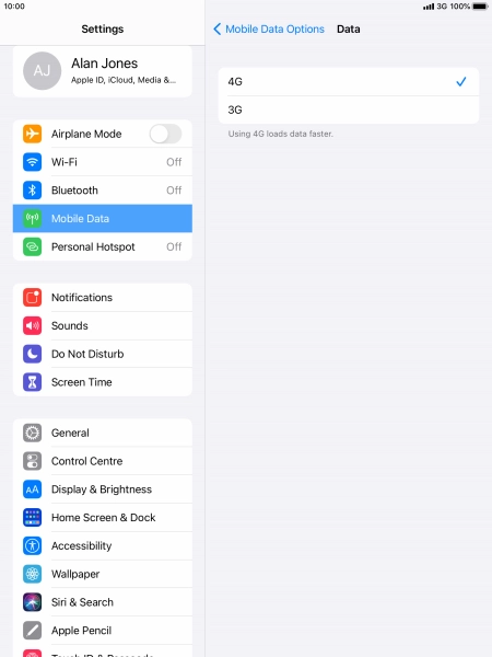 Press the required network mode.