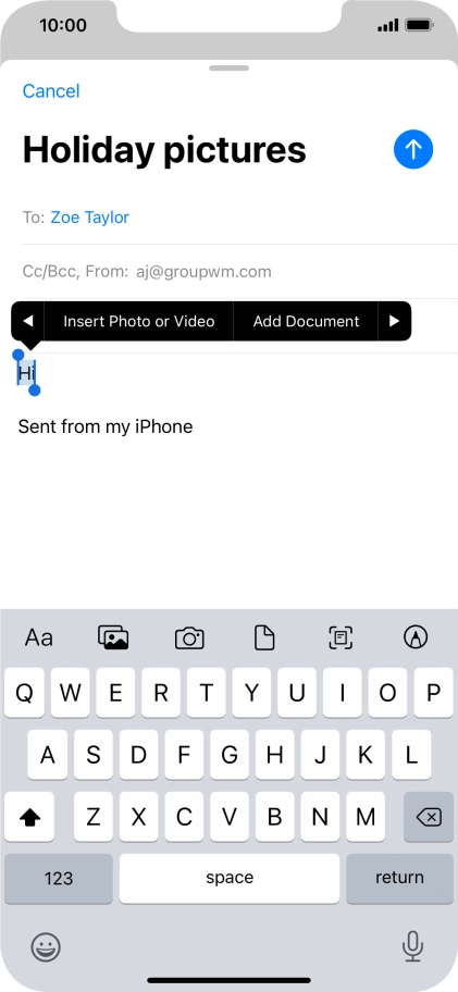 Press Insert Photo or Video and follow the instructions on the screen to attach a picture or a video clip.