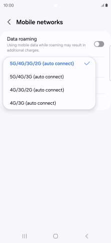 Press the required network mode.