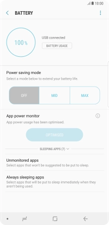 Press the required setting.