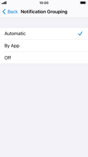 Press the required setting.