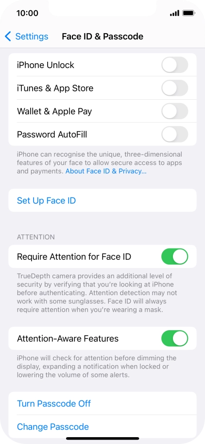 Press Turn Passcode Off and key in the phone lock code.