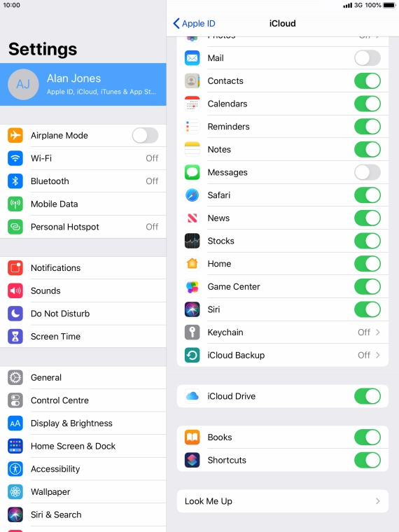 Press the indicator next to 