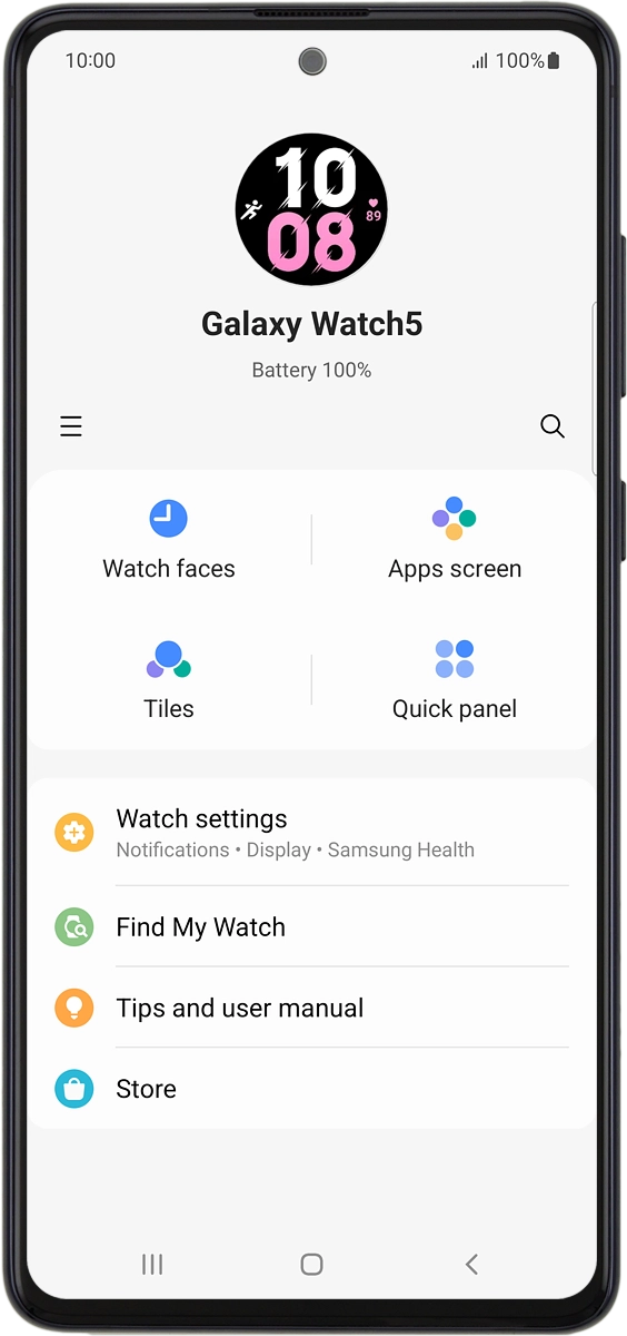 On your phone: When this screen is displayed, your smartwatch is activated and synchronised with your phone.