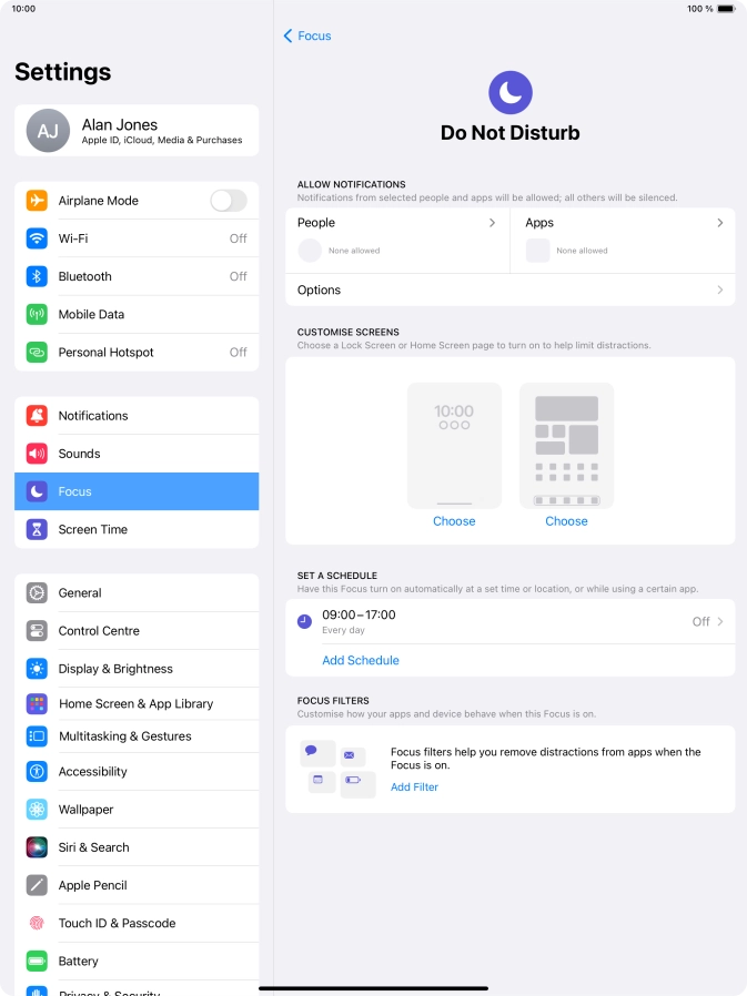 Press People and follow the instructions on the screen to select which contacts you would like to receive calls and notifications from when Do Not Disturb is turned on.