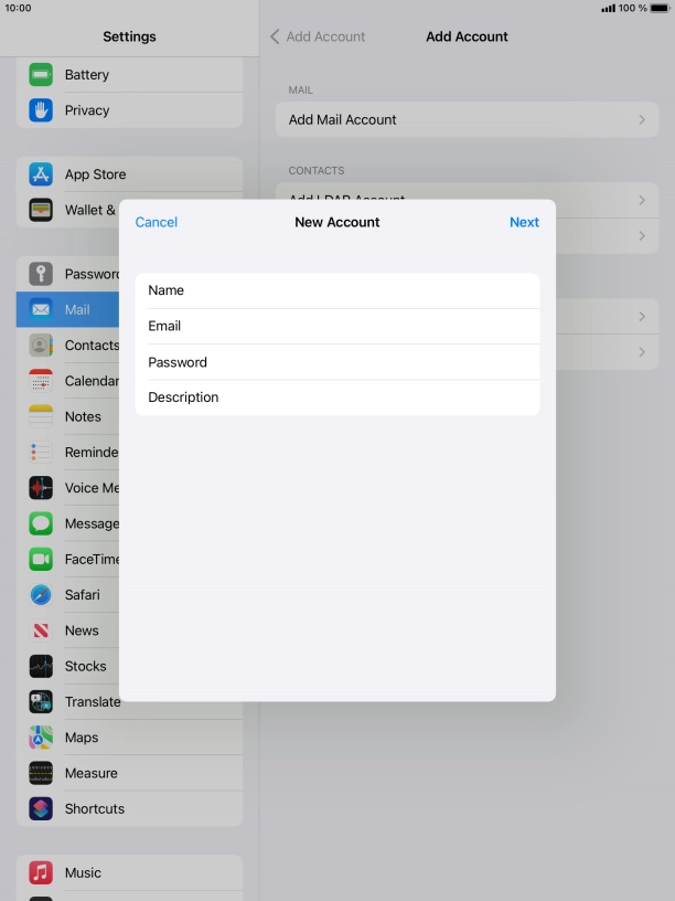 Press Description and key in the required name. Press Description and key in the required name.