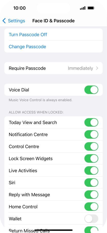 Press Turn Passcode Off and key in the phone lock code.