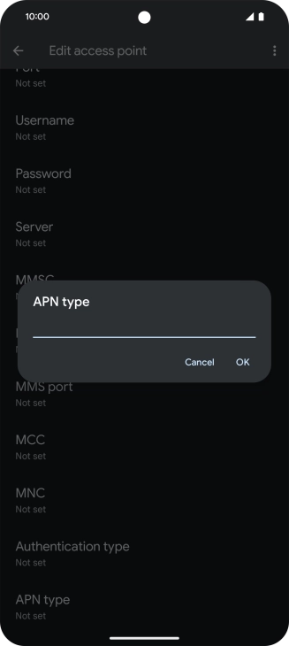 Key in default and press OK.