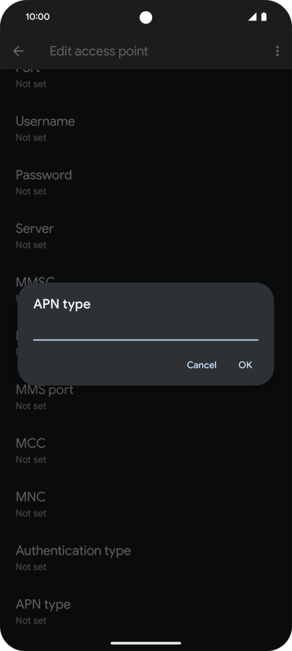 Key in default and press OK.