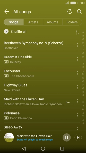 Press the song title.