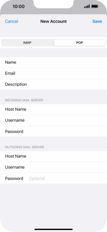 Press Password and key in the password for your email account. Please note that if you're using Vodafone's outgoing server, leave the password field empty.