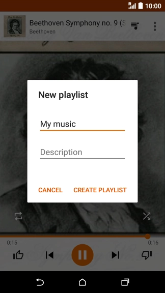 Key in a name for the playlist and press CREATE PLAYLIST.