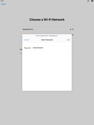 Key in the password for the Wi-Fi network and press Join.