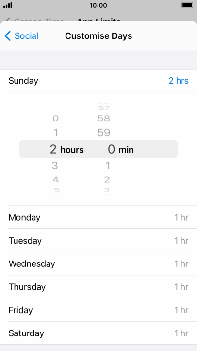 Select the required time limit.