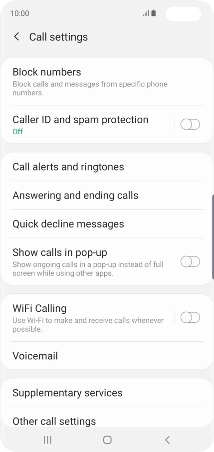 Press Supplementary services.