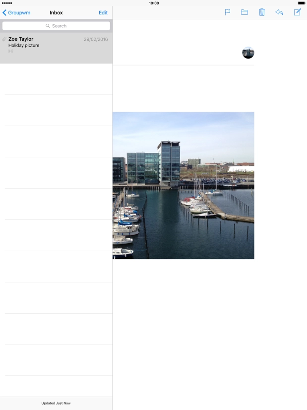Press the name of the email account. Press the name of the email account.