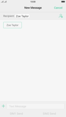 Press the text input field and write the text for your text message.