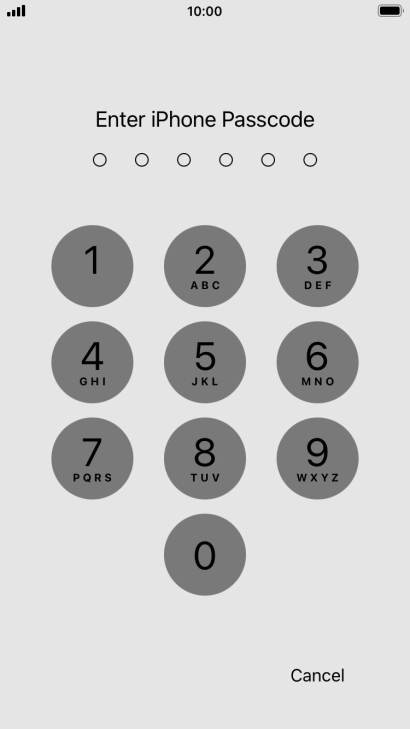 Use the phone lock code you created.