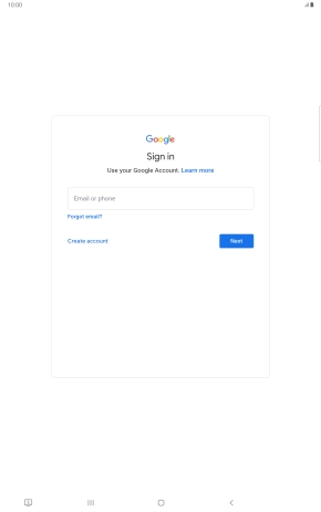 If you don't have a Google account, press Create account and follow the instructions on the screen to create an account.
