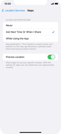 Press the required setting to turn the function on or off.