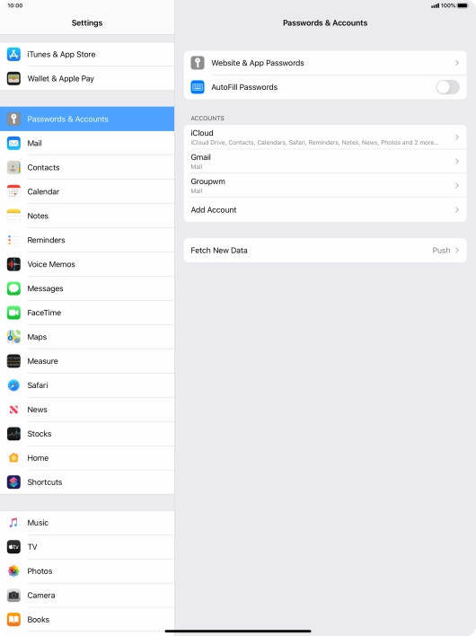 Press the required account.
