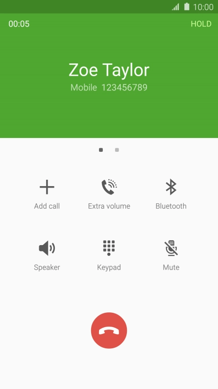 Press the end call icon.