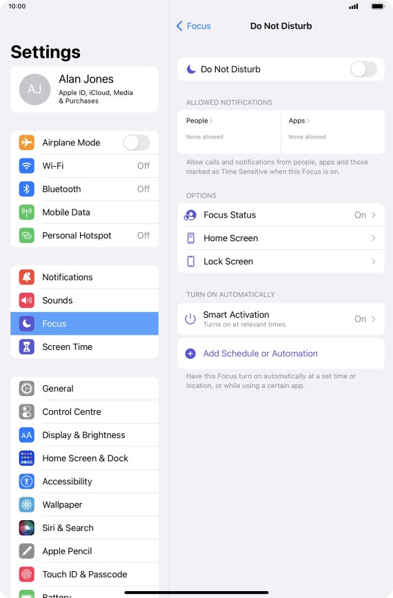 Press People and follow the instructions on the screen to select which contacts you would like to receive calls and notifications from when Do Not Disturb is turned on.