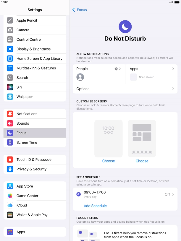 Press People and follow the instructions on the screen to select which contacts you would like to receive calls and notifications from when Do Not Disturb is turned on. Press People and follow the instructions on the screen to select which contacts you would like to receive calls and notifications from when Do Not Disturb is turned on.