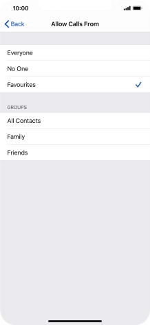 Press the required setting to select which contacts can call you even though Do Not Disturb is turned on.
