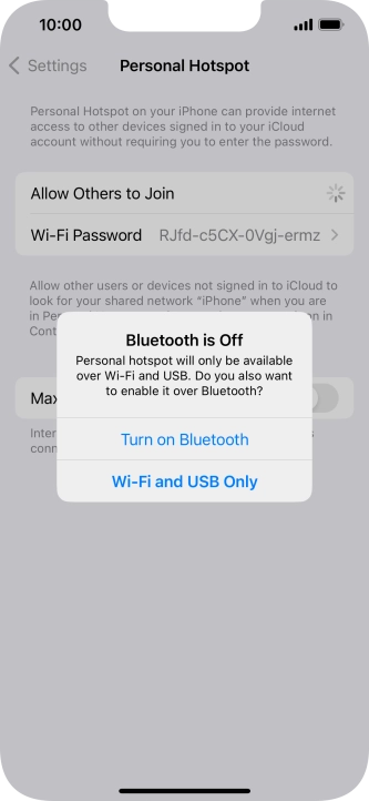 If Wi-Fi is turned on, press Wi-Fi and USB Only.