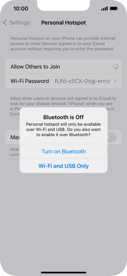 If Wi-Fi is turned on, press Wi-Fi and USB Only.