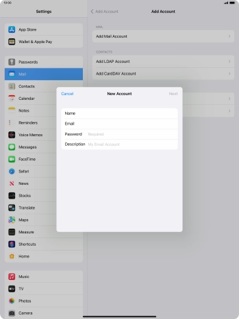 Press Password and key in the password for your email account.