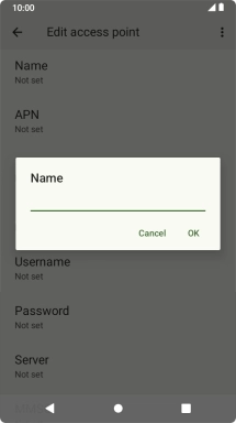 Key in Vodafone Internet and press OK.