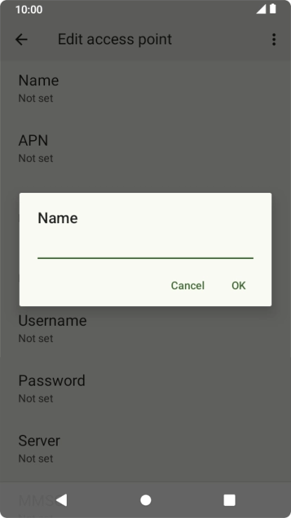 Key in Vodafone Internet and press OK.