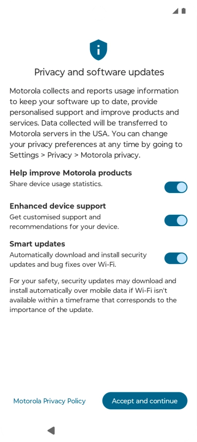 Press the indicators next to the required settings to select them.