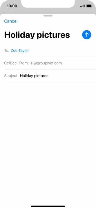 Press the text input field and write the text for your email message.
