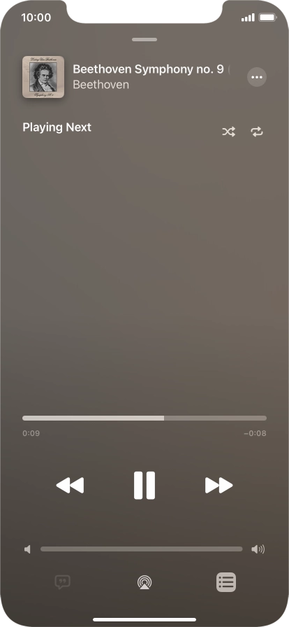 Press the shuffle icon to turn the function on or off.