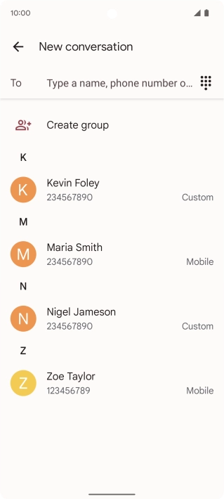 Press To and key in the first letters of the recipient's name.