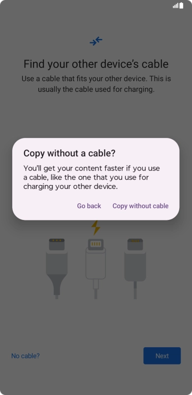 Press Copy without cable.