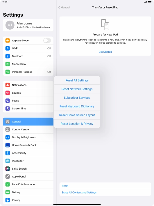 Press Reset All Settings. Press Reset All Settings.
