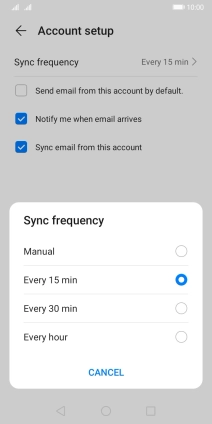 Press the required setting.