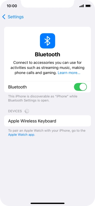 Press the required Bluetooth device and follow the instructions on the screen to pair the device with your phone.