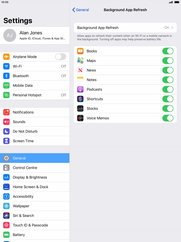 Press Background App Refresh. Press Background App Refresh.