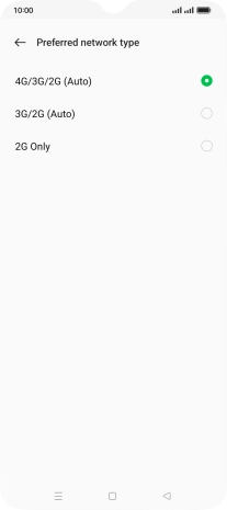 Press the required network mode.