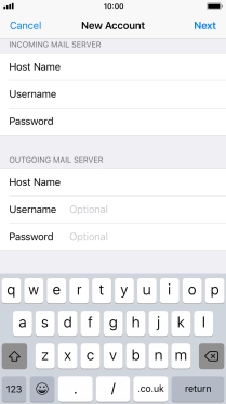 Press Username and key in the username for your email account. Please note that if you're using Vodafone's outgoing server, leave the username field empty.