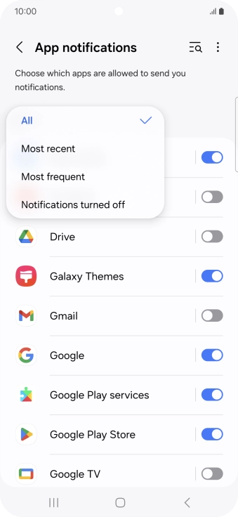 Press the required setting. Press the required setting.